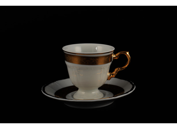 Набор кофейных пар Мария Луиза Золотая лента (чашка 110 мл + блюдце) на 6 персон