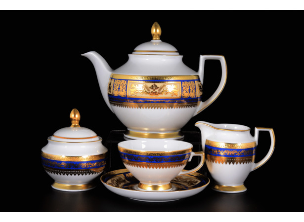 Чайный сервиз Diadem Blue Cream Gold на 6 персон 15 предметов