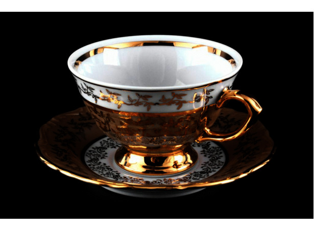 Набор для чая Лист бежевый (чашка 200 мл + блюдце) на 6 персон 12 предметов