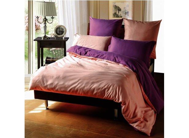 Комплект постельного белья SRosete Однотонный (фиолетовый) сатин двуспальный евро