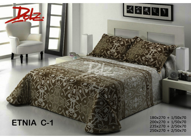 Покрывало стеганое Dolz Etnia beige 230х270 см + 2 наволочки 50х70 см