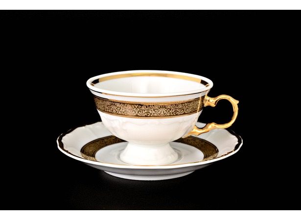 Набор чайных пар Мария Луиза Золотая лента (чашка 220 мл + блюдце) на 6 персон