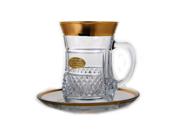 Набор для чая Богемия Золотая полоса (армуда 220 мл + блюдце) на 6 персон