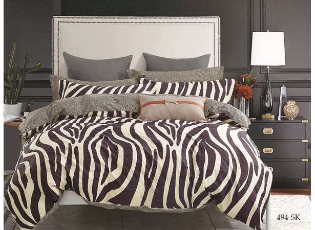 Комплект постельного белья Cleo Zebra сатин евро макси