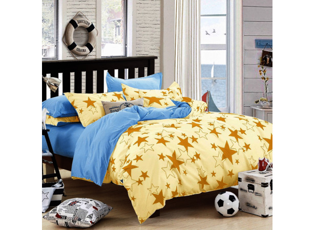 Комплект постельного белья Liliya Звезды (желтый) микрофибра двуспальный