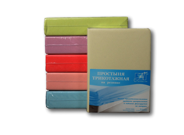 Простыня трикотажная на резинке Альвитек 160х200х20 см (молочная)