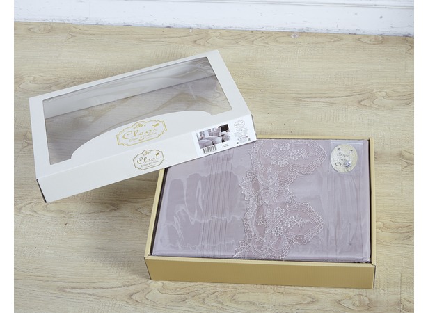 Комплект постельного белья Cleo Светло-розовый модал с гипюром евро макси