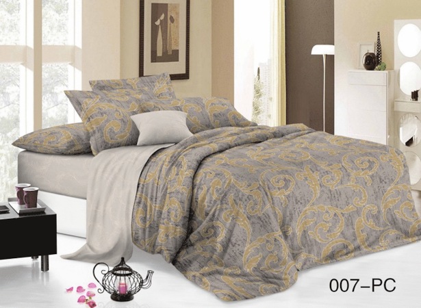 Комплект постельного белья Cleo Узоры на сером фоне поплин двуспальный