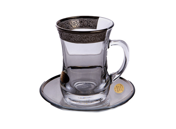 Набор для чая Платиновый орнамент (кружка 225 мл + блюдце) на 6 персон