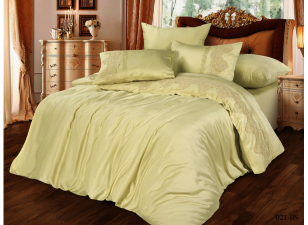 Комплект постельного белья Cleo Bamboo Satin (светло-желтый) евро макси