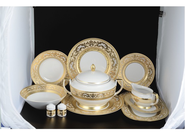 Столовый сервиз Alena 3D Cream Gold Constanza на 6 персон 26 предметов
