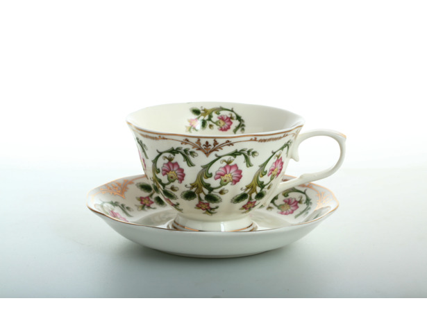 Набор чайных пар Восточные цветы (чашка 200 мл + блюдце) на 6 персон