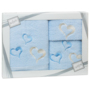 Комплект полотенец Valentini Hearts (голубой) 30х50 см 50х100 см 70х140 см 3 шт