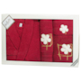 Набор Valentini Flower 2 бордовый (халат разм L + 3 полотенца 30х50 см 50х100 см 70х140 см)