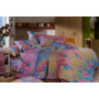 Комплект постельного белья Cleo Розово-голубой с цветами 3D бязь двуспальный евро