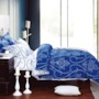 Комплект постельного белья Liliya Бело-синие узоры микрофибра двуспальный