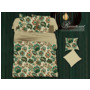 Комплект постельного белья Cleo Коричнево-зеленый растительный орнамент микросатин двуспальный