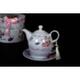 Набор для чая Розы и бабочки (чашка 350 мл с блюдцем и чайник 380 мл)