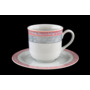 Набор чайных пар Яна Серый мрамор с розовым кантом (чашка 220 мл + блюдце) на 6 персон 12 предметов