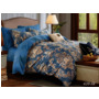 Комплект постельного белья  Cleo Бежевые узоры на голубом фоне сатин двуспальный