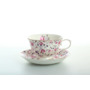Набор чайных пар Розовые и фиолетовые цветы (чашка 200 мл + блюдце) на 6 персон