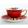 Набор чайных пар Цветы Золото Красный (чашка 220 мл + блюдце) на 6 персон