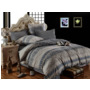 Комплект постельного белья Cleo Бежево-серый с узором и полосками сатин двуспальный