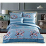 Комплект постельного белья Сайлид Цветы и полоски на голубом фоне сатин 15 сп