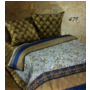 Комплект постельного белья Экзотика Зелено-голубой с цветами и узорами сатин двуспальный