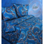 Комплект постельного белья Экзотика Бежево-голубой узор поплин двуспальный евро