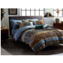Комплект постельного белья Cleo Голубой с полосками и узорами сатин сем