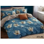 Комплект постельного белья Cleo Голубой с белыми цветами сатин 15 сп