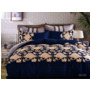 Комплект постельного белья Cleo Кремовые узоры на синем фоне сатин сем
