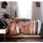 Комплект постельного белья Альвитек Бежево-серый в полоску сатин двуспальный