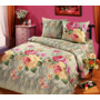Комплект постельного белья Cleo Розовые цветы бабочки 3D бязь двуспальный евро