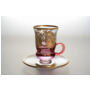 Набор чайных пар Золотые узоры Розовый фон (чашка 150 мл + блюдце) на 6 персон