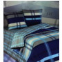 Комплект постельного белья Экзотика Серо-синяя клетка поплин двуспальный евро