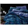 Комплект постельного белья Cleo Полевые цветы на синем фоне сатин евро макси
