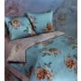 Комплект постельного белья Экзотика Розово-голубой с цветами сатин двуспальный евро