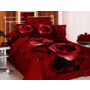 Комплект постельного белья Розы на красном фоне сатин евро макси