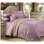 Комплект постельного белья Розовый крем страйп-сатин двуспальный (с европростыней)
