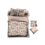 Комплект постельного белья Cleo Бежево-серый цветочный орнамент микросатин 15 сп