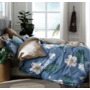 Комплект постельного белья Альвитек Цветы на серо-голубом фоне сатин двуспальный