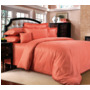 Комплект постельного белья Яркий персик сатин двуспальный (с европростыней)
