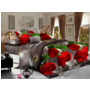 Комплект постельного белья Cleo Алые розы на сером фоне полисатин 15 сп