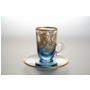 Набор чайных пар Золотые узоры Голубой фон (чашка 150 мл + блюдце) на 6 персон